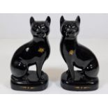 A pair of Victorian Staffordshire black cats 7.5in