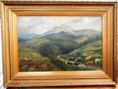 A gilt framed oil painting of W. Wallace Dykes dat