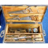 A boxed quantity of carpenters tools