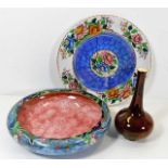 A Grimwades Byzanta lustreware bowl, a Maling plat