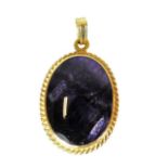 A 9ct gold mounted blue john pendant 3.1g