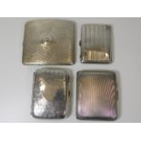 Four silver cigarette cases 335g