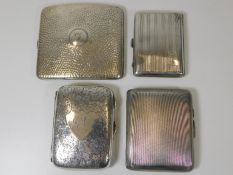 Four silver cigarette cases 335g