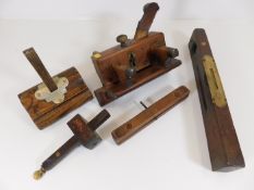 A walnut rabbet plane & other wooden tools