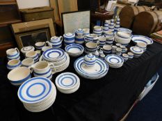 A large quantity of blue & white Cornishware inclu