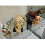 A Beswick Labrador dog, a Canova lion statue & other items