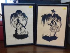 Two 1920's style framed silhouettes signed Kola Yum