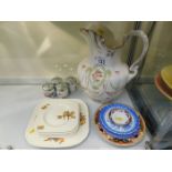 A large water jug, an art deco sandwich set & other china