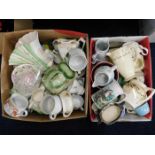 Two boxes of ceramics including jugs & teapots