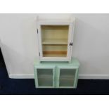 Two vintage mid 20thC. painted kitchen cabinets