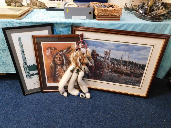 Three native American Indian prints & two dream ca