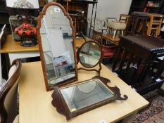 A Victorian mahogany free standing mirror & two ot