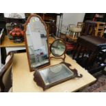 A Victorian mahogany free standing mirror & two ot