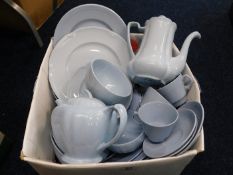 A quantity of powder blue tea wares