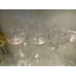 Nine 19thC. champagne glasses