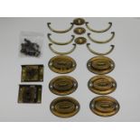 A set of six c.1800 brass drawer pulls with locks