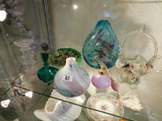 Seven pieces of art glass including a Caithness sc