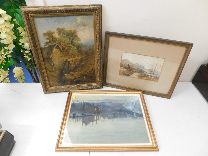 Three original paintings including watercolour by