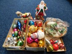 A box of vintage Christmas decorations