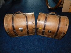 Two vintage small domed trunks