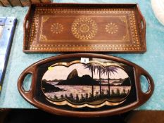 A decorative Anglo Indian style inlaid tray twinne