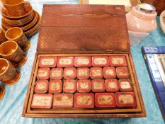 A wooden chest of nails & other fixings