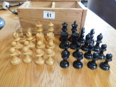 A wooden Staunton style chess set