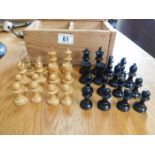 A wooden Staunton style chess set