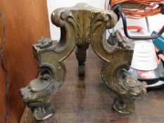 A 19thC. carved gilt wood set of table legs with c