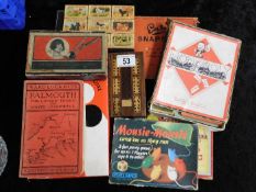 A box of vintage board games