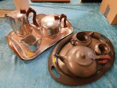 A Picquot ware tea & coffee set with tray twinned