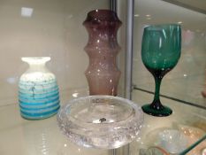 A Finnish art glass vase & other art glass