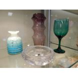 A Finnish art glass vase & other art glass