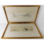 A matched pair of William Wylie drypoint etchings,
