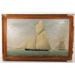 A 19thC. oil on canvas depicting yachts signed & d