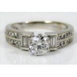 A 14ct white gold ring set with 0.75ct centre diam