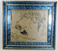 A Chinese embroidered silk work picture of cockere