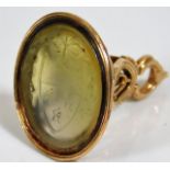 An 18thC. yellow metal seal, tests as high carat g