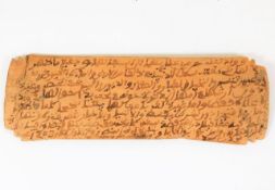 A 19thC. Asian sandalwood with hand written inscri