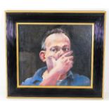 A small unsigned framed Robert Lenkiewicz oil on panel from the Mental Health project, study of a ma