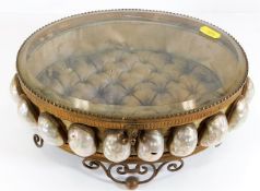 A 19thC. silk lined gilt jewellery casket with mot
