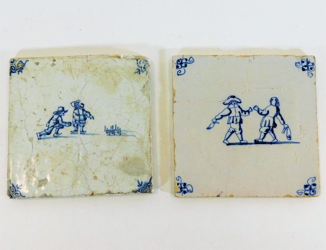 Two 18thC. delft tiles one 5in square the other 5.