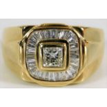 An 18ct gold gents diamond signet ring, centre sto