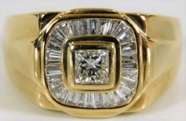An 18ct gold gents diamond signet ring, centre sto