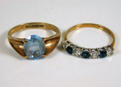 Two 9ct gold rings size M & O respectively 4.3g