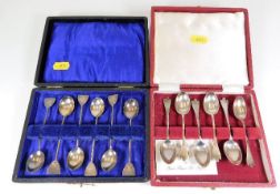 Two boxed sets of small silver spoons: William J.