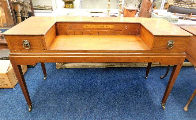 An 18thC. Johannes Pohlman pianola converted into desk, dated 1778, 55in long x 32in high x 20.5in d