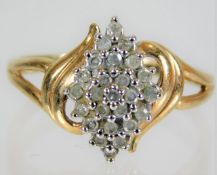 A 9ct gold ring set with diamonds 2.8g size S