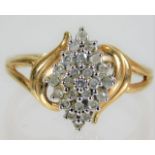 A 9ct gold ring set with diamonds 2.8g size S