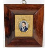 Mounted in rosewood & gilt frame, an early 19thC. watercolour on ivory panel of Vice-Admiral Richard